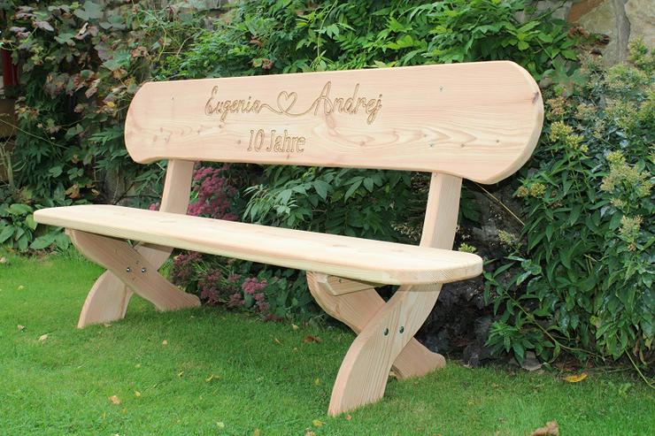 Bild 4: Gartenbank mit Gravur. Hochzeitsgeschenk. Krongartmöbel.