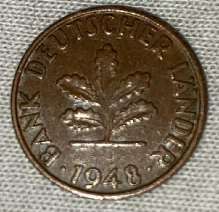  Je eine 1 Pfennig Münze der Bank Deutscher Länder von 1948 + 1949 