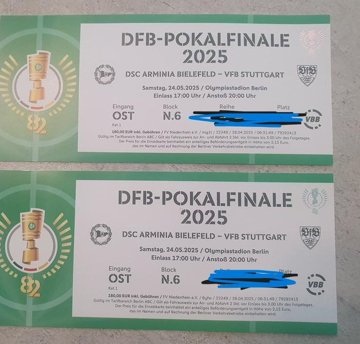 2 Tickets DFB pokal Finale Bielefeld vs Stuttgart - Fußball - Bild 1