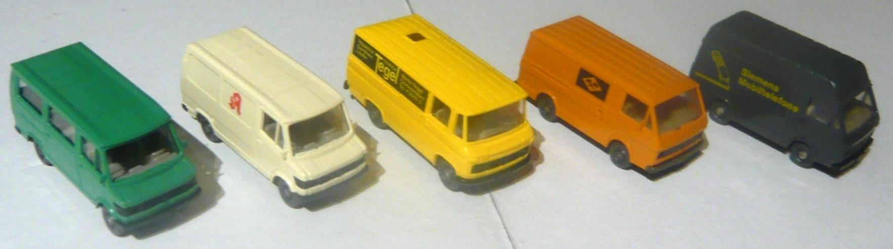 Bild 2: Wiking alt 1:87 5 Lieferwagen Kleinbus MB 207 MB L406 VW LT28
