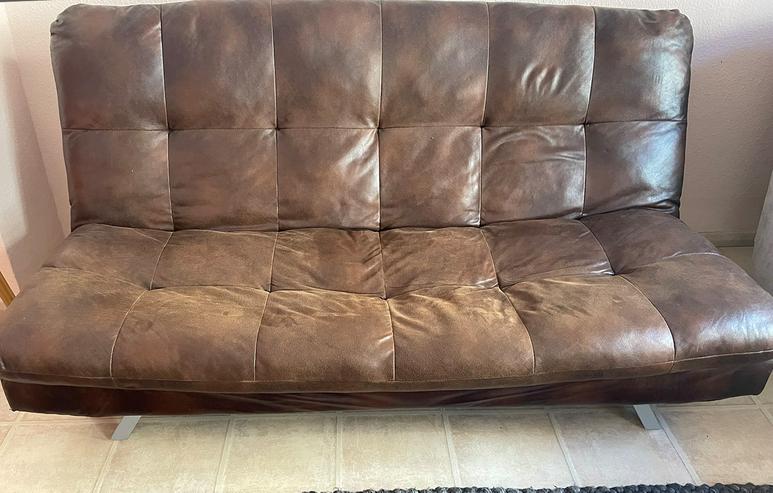 Bild 4: Schlafcouch / Sofa 200 cm breit 140 cm Liegefläche Lederoptik VB