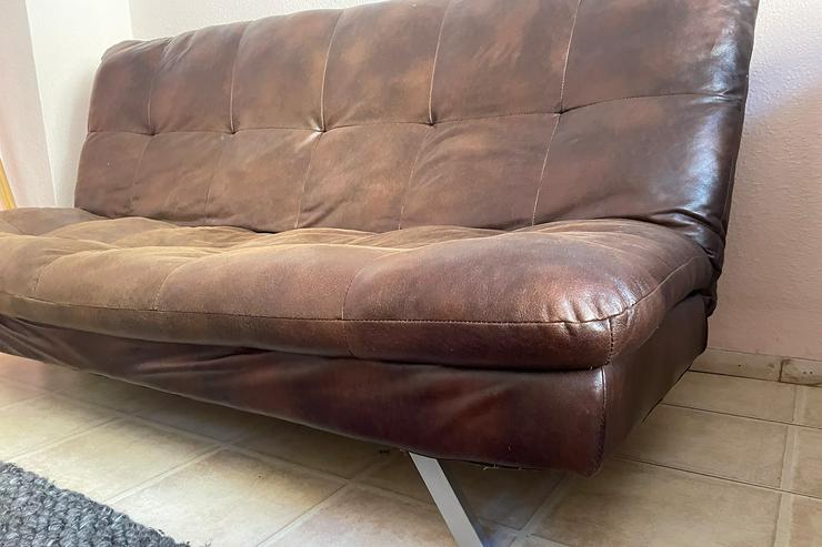 Bild 3: Schlafcouch / Sofa 200 cm breit 140 cm Liegefläche Lederoptik VB