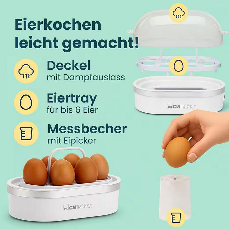 Bild 4: Elektrischer Eierkocher „CLATRONIC EK 3497“ für 6 Eier, unbenutzt & günstig!