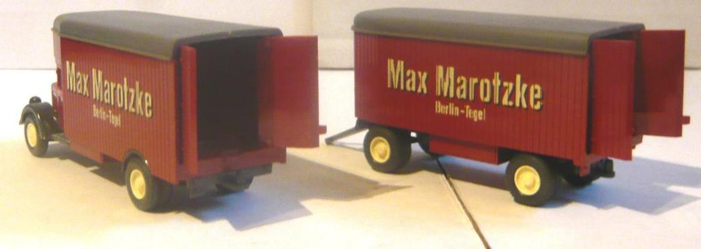 Bild 5: Wiking H0 Oldtimer MB L2500 Kofferzug Hanomag ST100 mit 2 Hänger