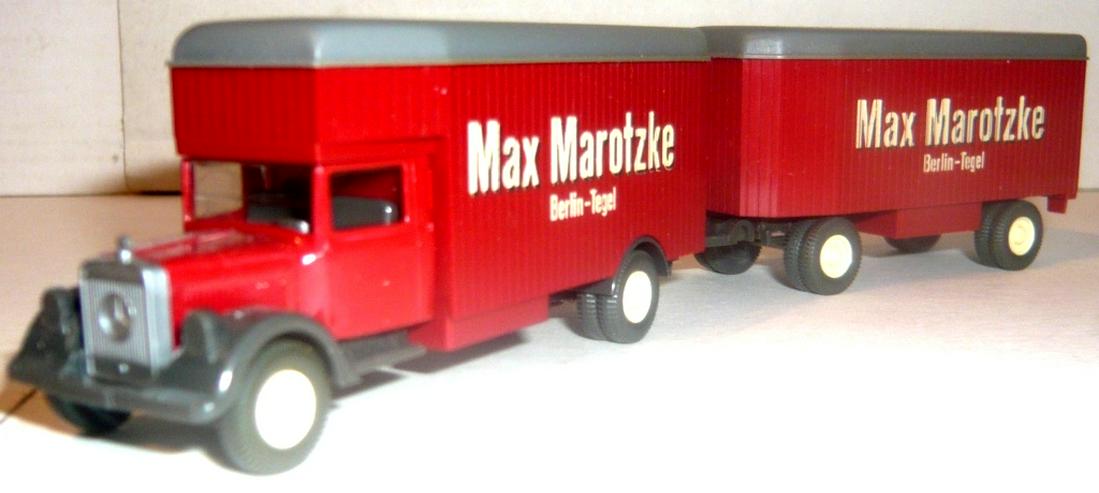 Bild 2: Wiking H0 Oldtimer MB L2500 Kofferzug Hanomag ST100 mit 2 Hänger