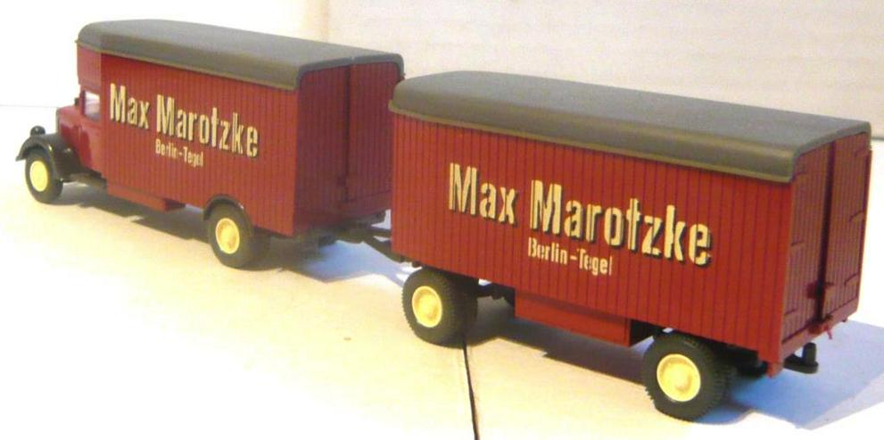 Bild 4: Wiking H0 Oldtimer MB L2500 Kofferzug Hanomag ST100 mit 2 Hänger