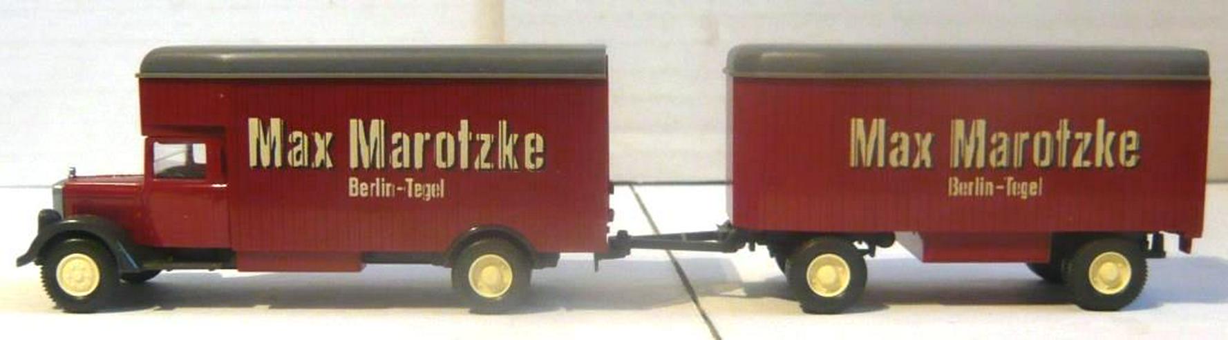 Bild 3: Wiking H0 Oldtimer MB L2500 Kofferzug Hanomag ST100 mit 2 Hänger