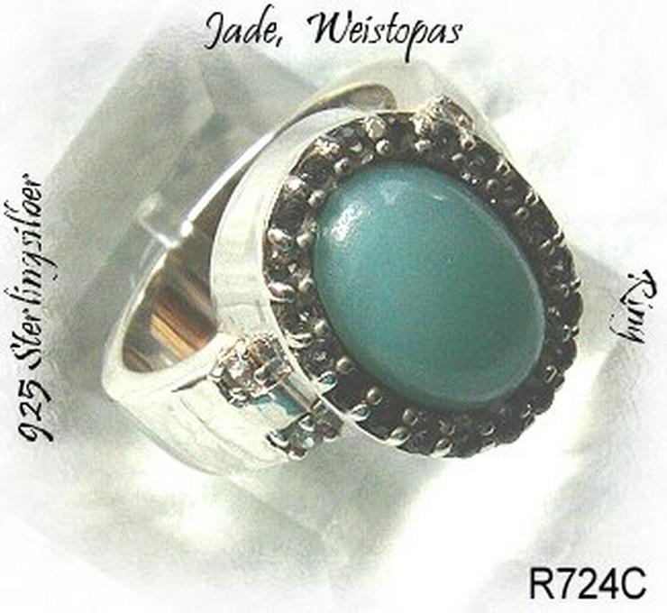 Ring 925 Silber mit gefassten Jade und Weistopasen