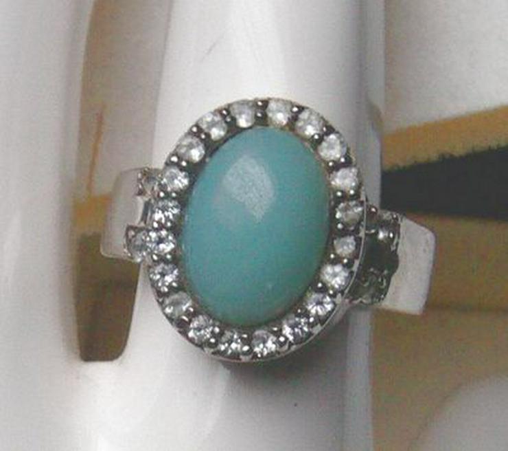 Bild 2: Ring 925 Silber mit gefassten Jade und Weistopasen
