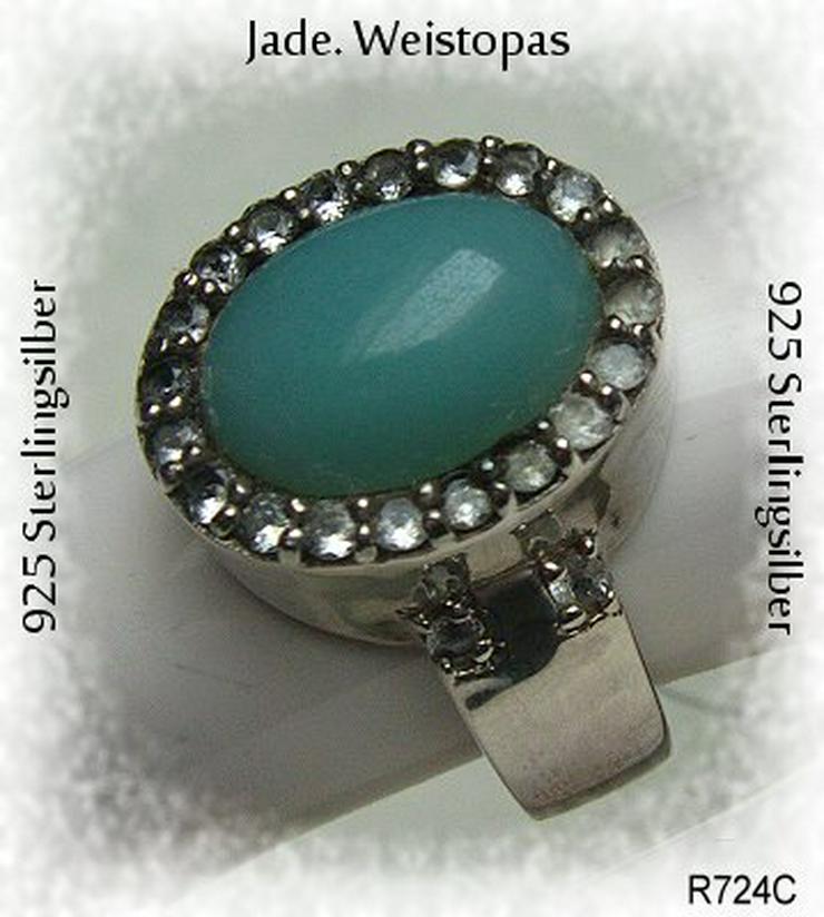 Bild 4: Ring 925 Silber mit gefassten Jade und Weistopasen
