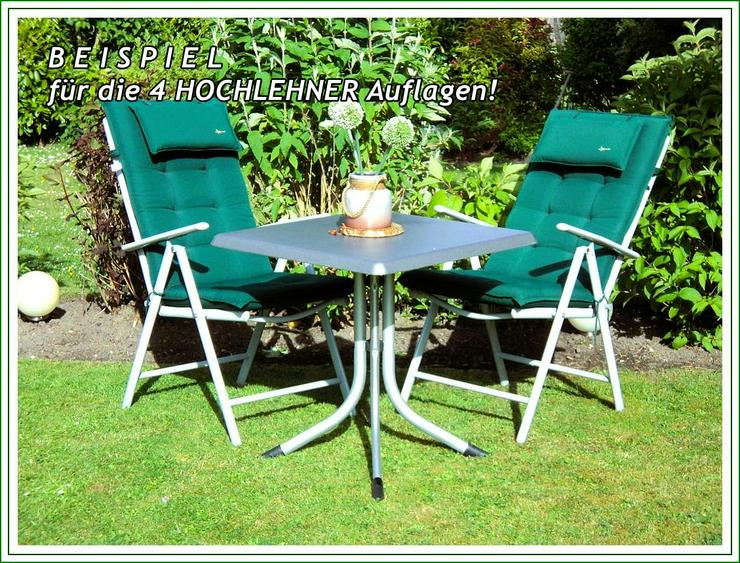 4 HOCHLEHNER-Auflagen "Sun Garden", grün, gebraucht.