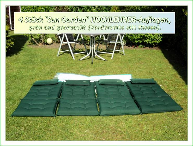 Bild 3: 4 HOCHLEHNER-Auflagen "Sun Garden", grün, gebraucht.