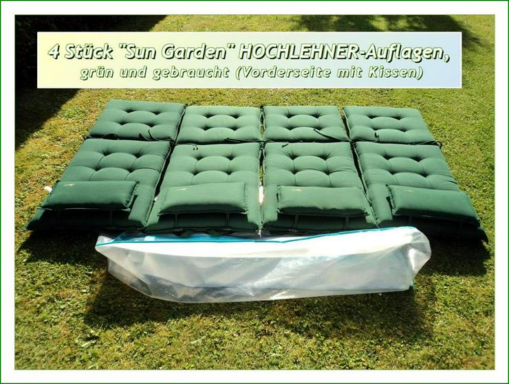 Bild 2: 4 HOCHLEHNER-Auflagen "Sun Garden", grün, gebraucht.