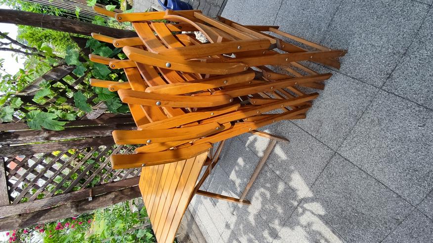 Bild 3: Terassen-Sitzgarnitur mit Tisch und 4 Stühle aus Buchenholz