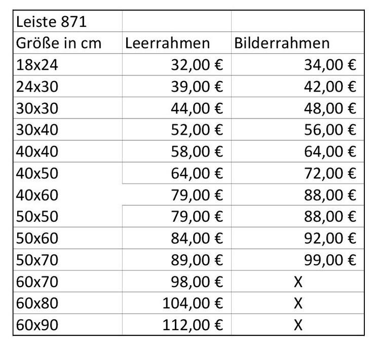 Bild 5: Leerrahmen und Bilderrahmen Sondermaße Gold oder Schwarz 871