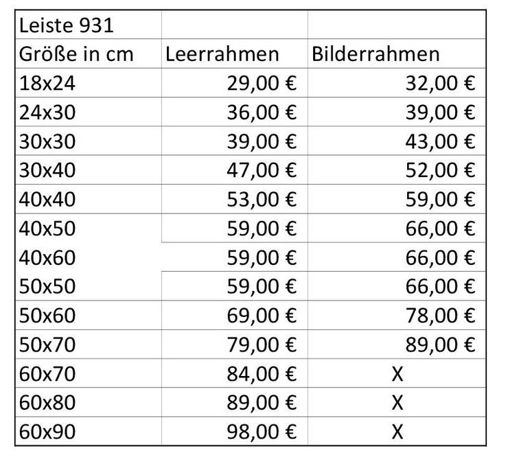 Bild 5: Leerrahmen und Bilderrahmen Sondermaße Gold oder Schwarz 931