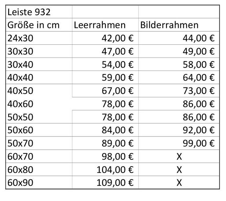 Bild 6: Leerrahmen und Bilderrahmen Sondermaße Gold oder Schwarz 932
