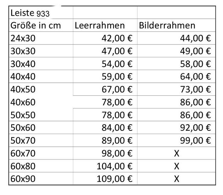 Bild 5: Leerrahmen und Bilderrahmen Sondermaße Gold oder Schwarz 933
