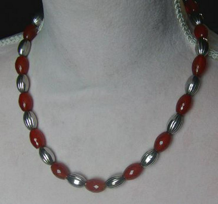 Collier, 925 Silber mit eingelassenen Karneol