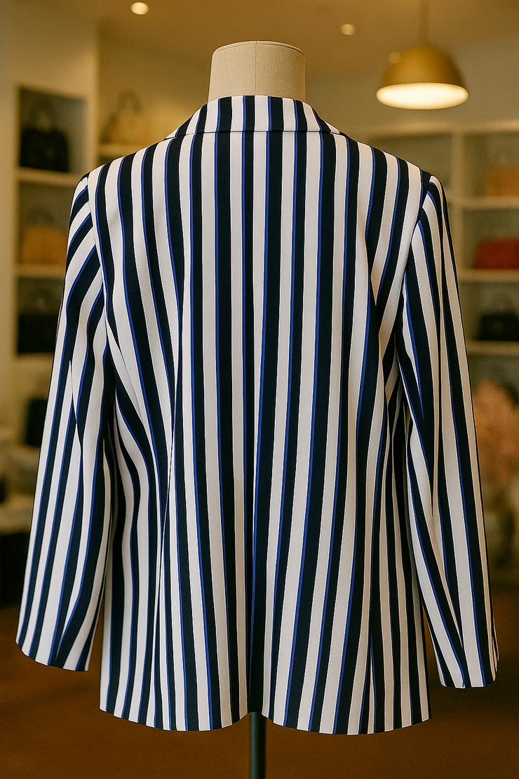 Bild 2: Viva Cortesa Damenblazer Gr. 48 | Blau-Weiß gestreift | Schulterpolster | Elegant & Zeitlos!