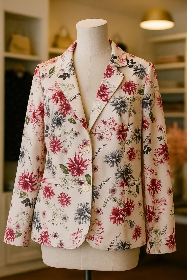 Eleganter Blumen-Blazer in Rosa – Größe 48 | Top Zustand | Femininer Look!