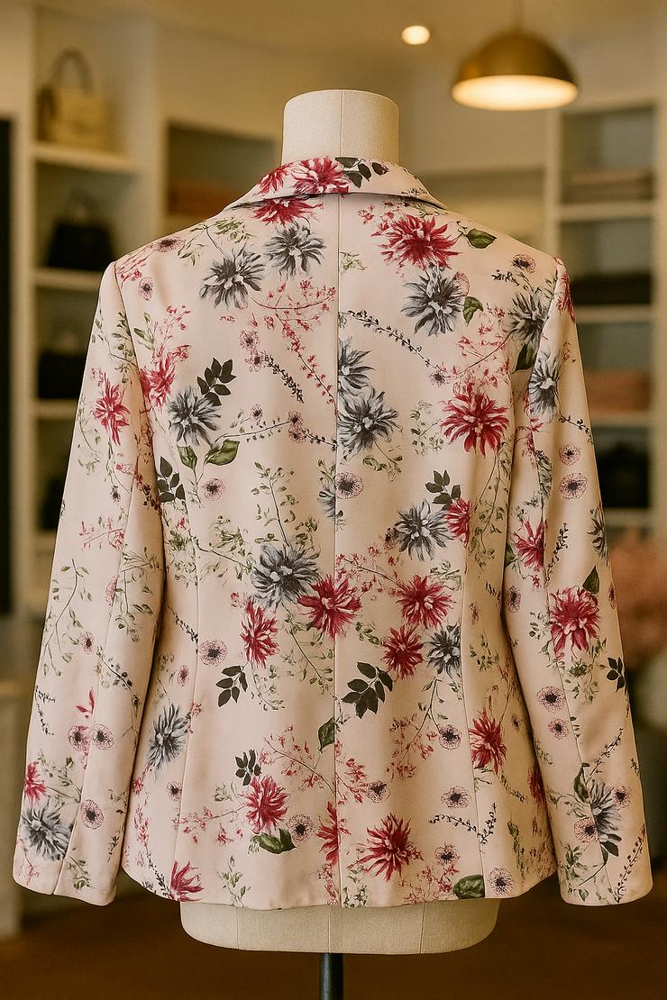 Bild 2: Eleganter Blumen-Blazer in Rosa – Größe 48 | Top Zustand | Femininer Look!