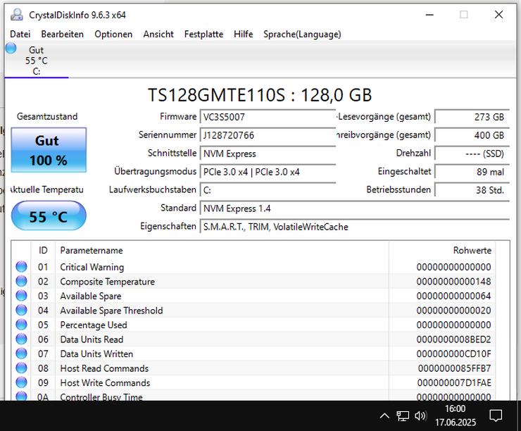 Bild 2: ⭐ SSD NVMe 128GB ⭐Transcend 110S - PCIe 3.0 x4 - Neuwertig