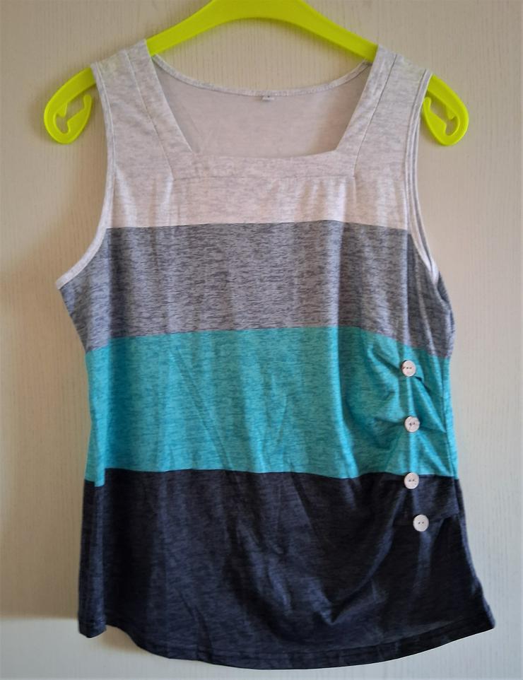 Stylisches Damen Tank Top L – Melierte Farben & Seitliche Knöpfe – Top Zustand!
