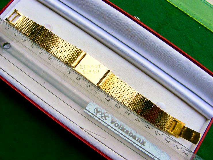 Bild 3: von Privat: 750er Goldarmband + Goldplatte 18 Karat, 74,1 Gramm, grav. SPEKULATION = 