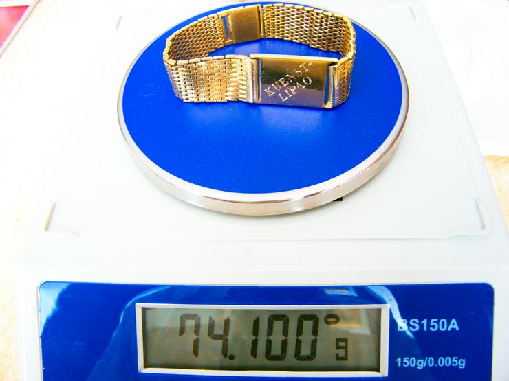 Bild 8: von Privat: 750er Goldarmband + Goldplatte 18 Karat, 74,1 Gramm, grav. SPEKULATION = 