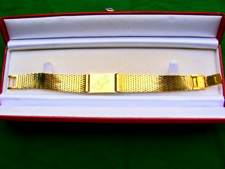 Bild 2: von Privat: 750er Goldarmband + Goldplatte 18 Karat, 74,1 Gramm, grav. SPEKULATION = 