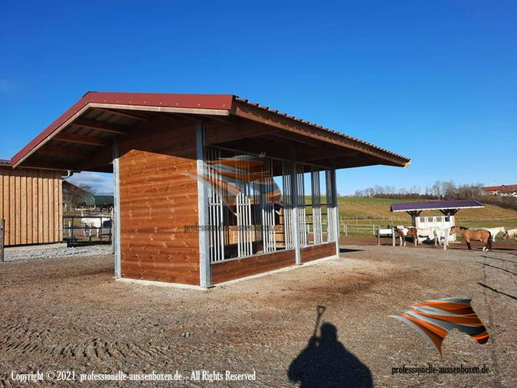 Bild 13: Heuraufe und Futterraufe Top - Weideraufe und Weidehütte mit Fressgitter / Offenstall