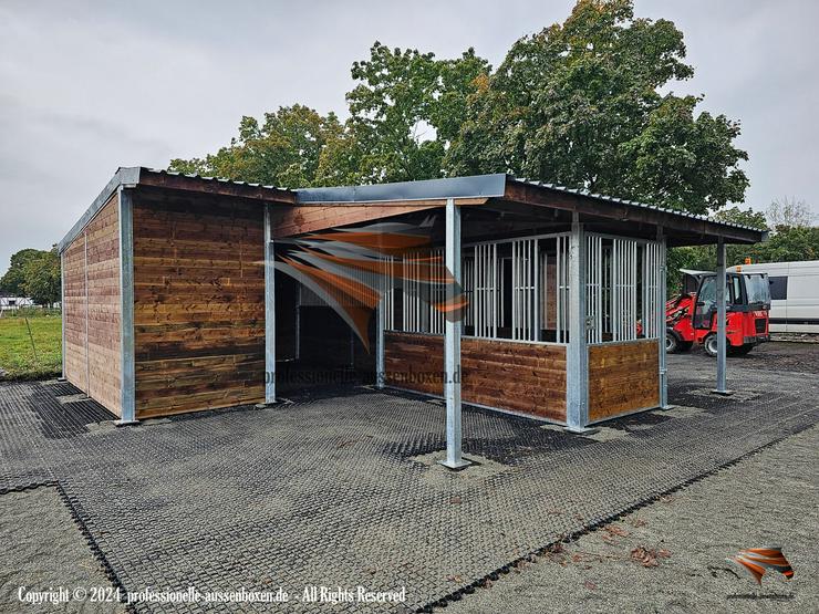 Bild 7: Heuraufe und Futterraufe Top - Weideraufe und Weidehütte mit Fressgitter / Offenstall