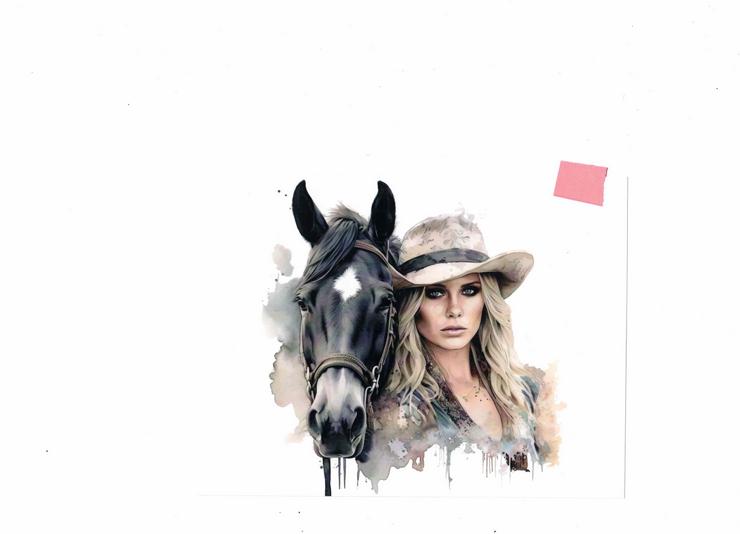 Hochglanzbild auf Fotopapier  "Dame mit Pferd"