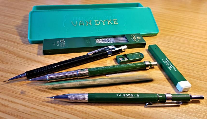 Bild 3: Minenbleistifte: A.W. Faber Castell 1TK 9555 B + 1TK-fine 9705 + 1pentel japan (je30€)