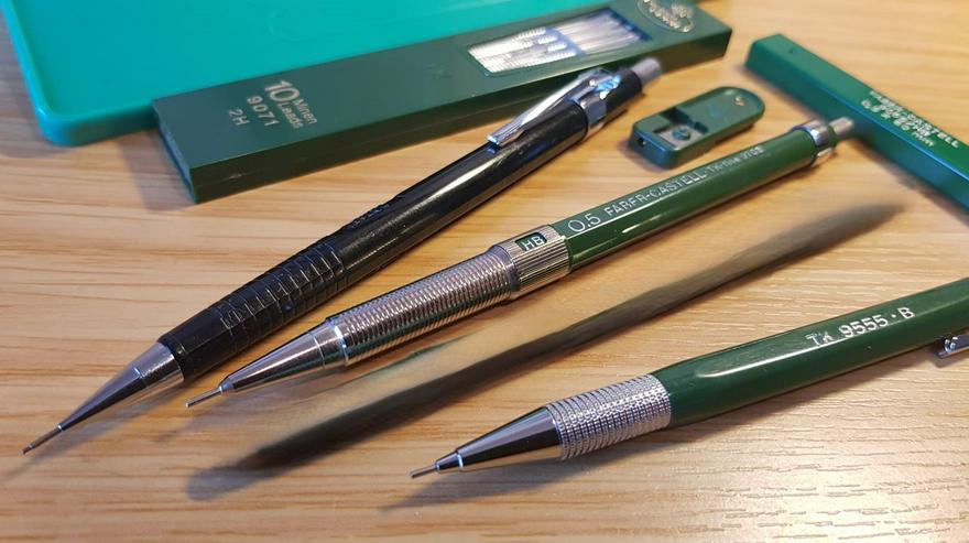 Bild 4: Minenbleistifte: A.W. Faber Castell 1TK 9555 B + 1TK-fine 9705 + 1pentel japan (je30€)