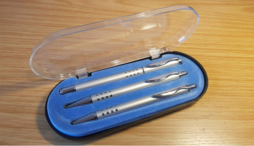 Bild 2: Schreibset iridium point Kugelschreiber Füller Minenbleistift im Etui (OVP, Neu)