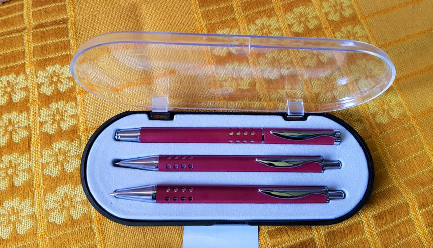 Bild 3: Schreibset iridium point Kugelschreiber Füller Minenbleistift im Etui (OVP, Neu)