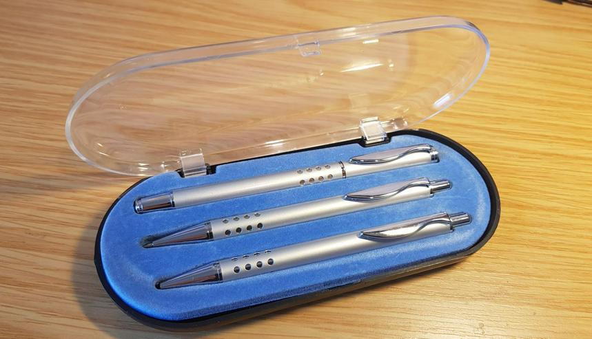 Bild 6: Schreibset iridium point Kugelschreiber Füller Minenbleistift im Etui (OVP, Neu)