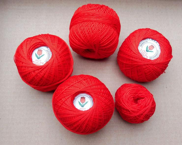 8 MEZ Häkelgarn BW Rote Tulpe  rot, gelb,orange,grün und braun - Basteln & Handarbeiten - Bild 1