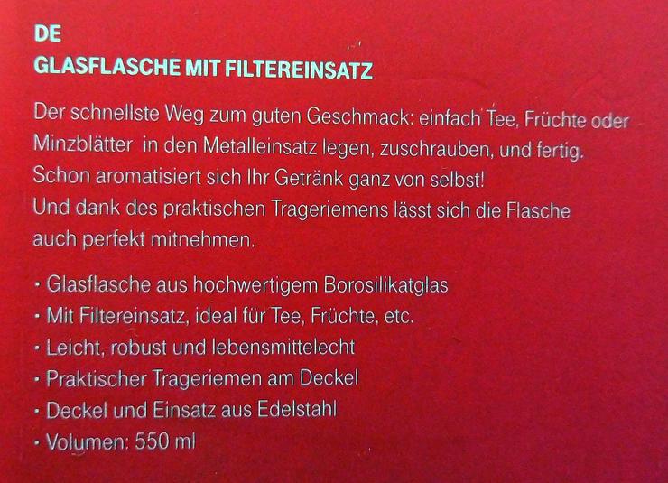 Bild 3: Glasflasche mit Filtereinatz für Tee, Früchte usw.