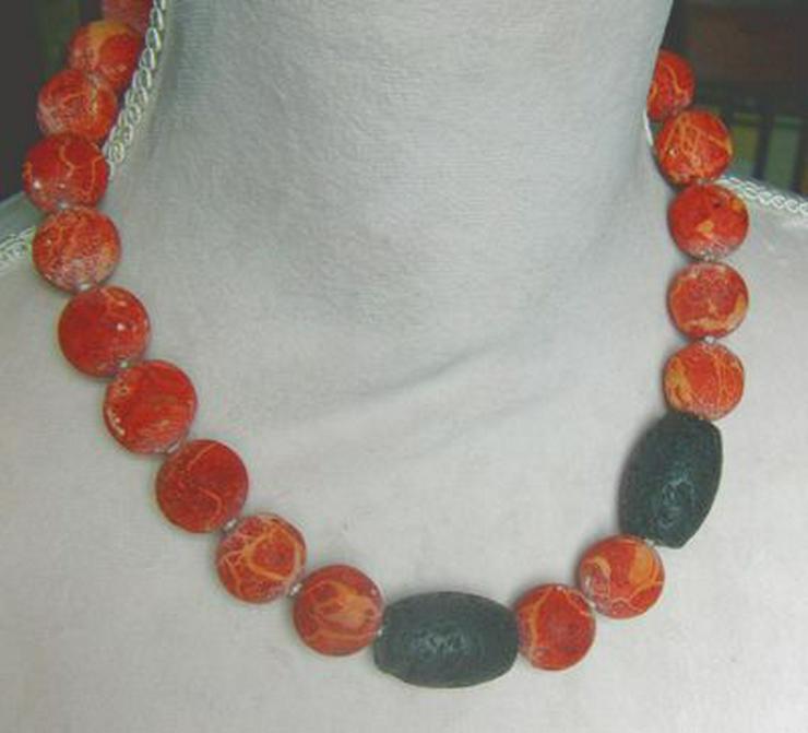 Edelsteinkette , Schaumkoralle mit Lava Einlagen