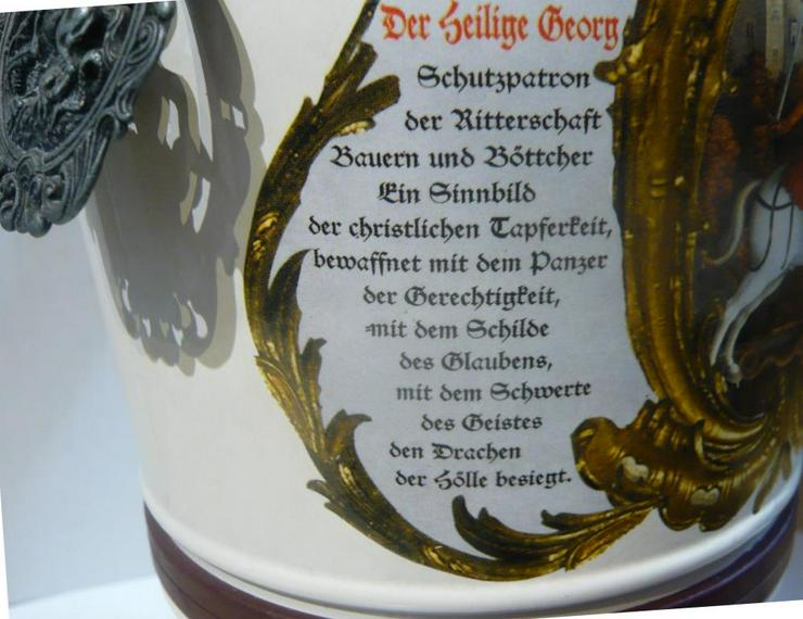 Bild 5: Flasche Krug 2 L "Die Schutzheiligen" St. Georg leer Sammler Deko