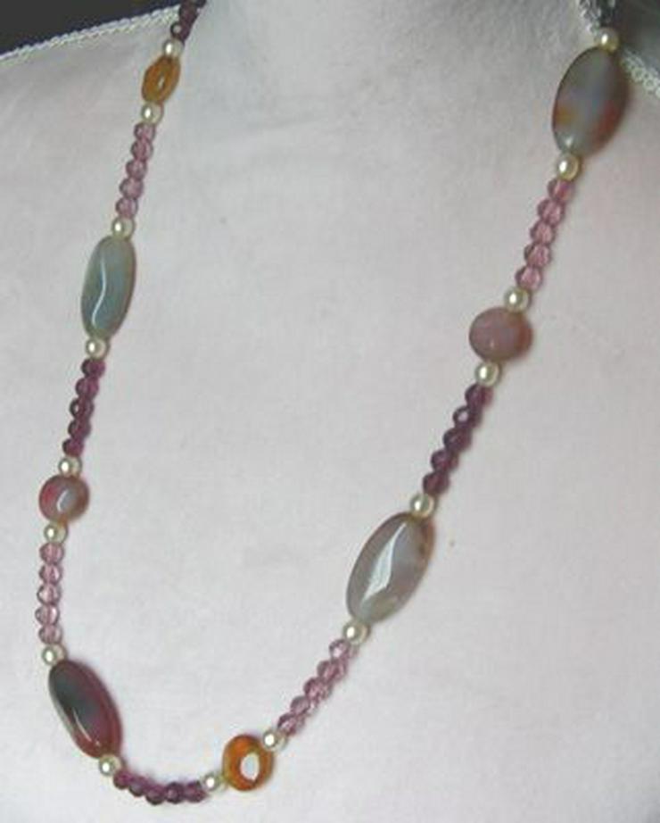 Bild 5: Longkette mit Kristallperlen, Regenbogenachat und Perlen