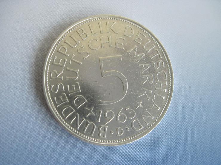 Münze Deutschland 5 DM 1963 D Silberadler sehr schöne Erhaltung 625er Silber
