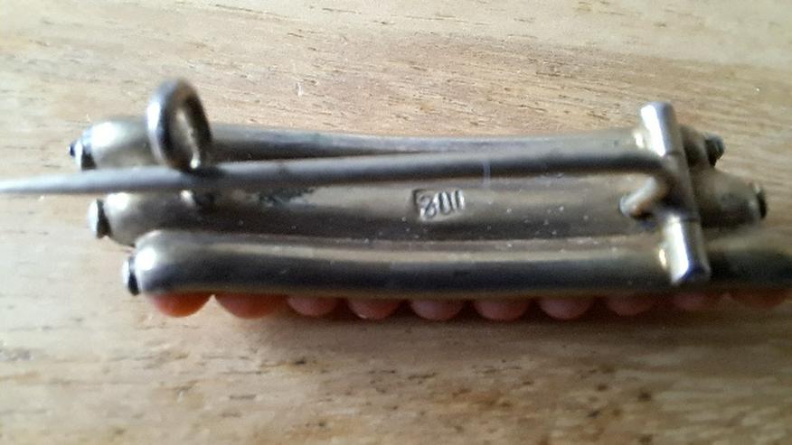 Bild 4: antike Brosche Rote Koralle im Vintage -Stil: kleine Perlen auf Silber (800 er)