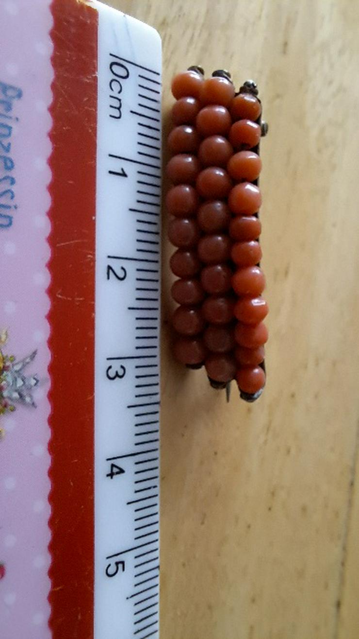Bild 2: antike Brosche Rote Koralle im Vintage -Stil: kleine Perlen auf Silber (800 er)