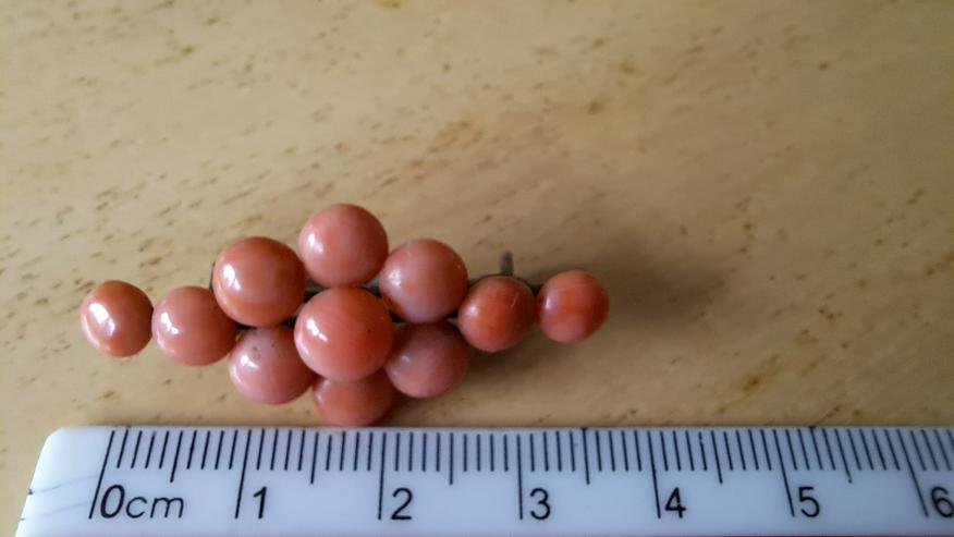 Bild 5: Vintage : antike Brosche Rote Koralle große Perlen auf Silber (800 er) NEU