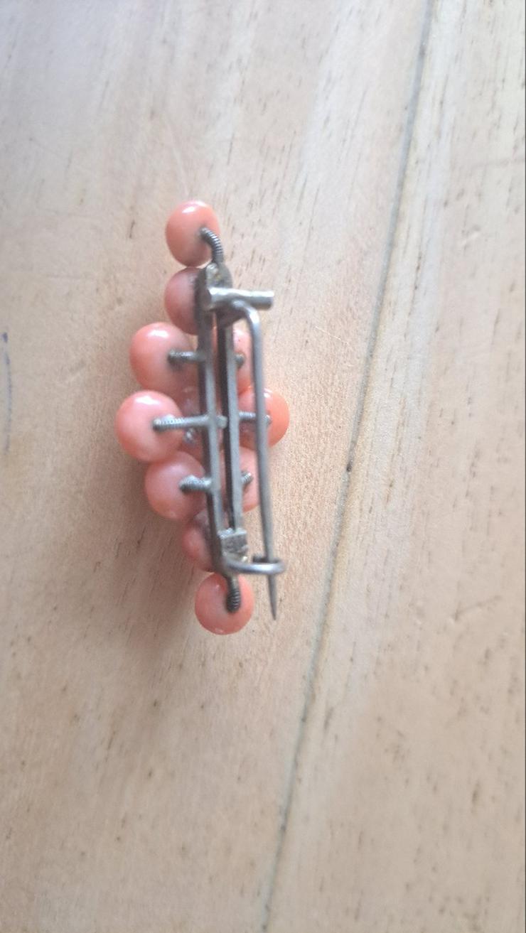 Bild 3: Vintage : antike Brosche Rote Koralle große Perlen auf Silber (800 er) NEU