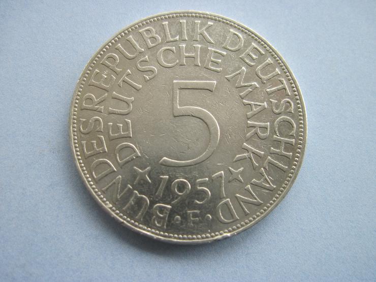Münze 5 DM 1957 F Silberadler, 625er Silber; Deutschland